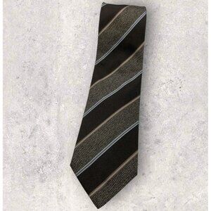 LUIGI BORRELLI Silk Tie ITALY Brown Striped W:3.8"